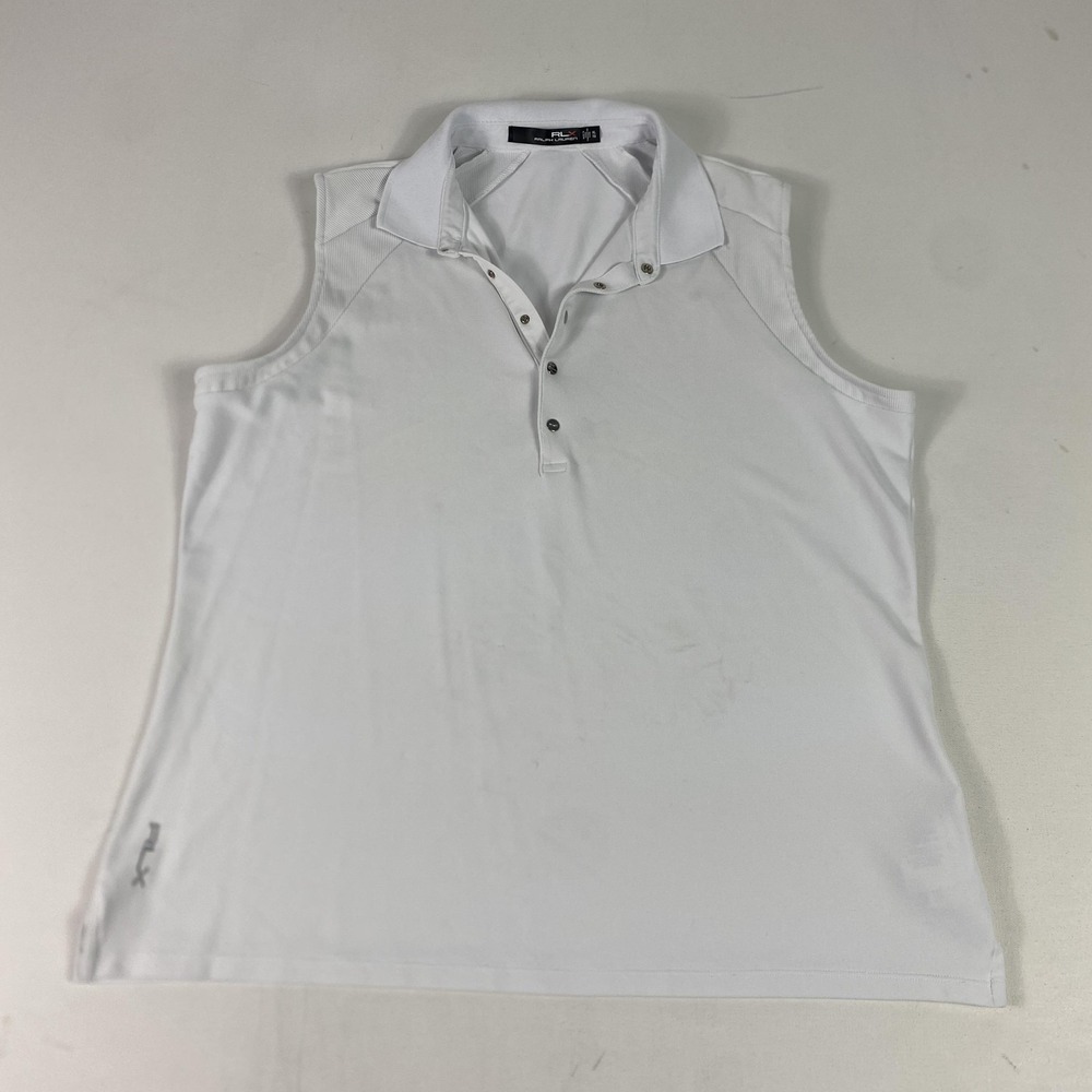 RLX Ralph Lauren Polo Shirt Womens XL White Sleeveless Golf Performance‎ Top